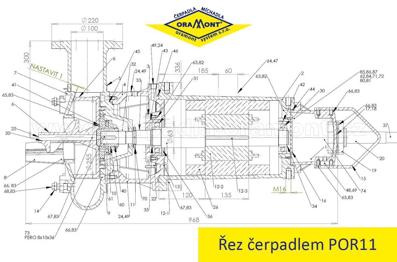 řez čerpadlem POR11